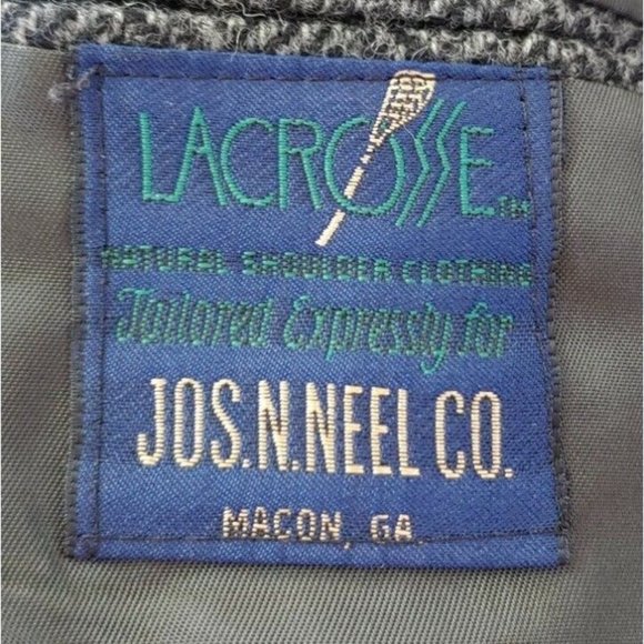 Men's Lacrosse Gray Herringbone Jacket Tailored Blazer Made in the USA Macon GA - Picture 9 of 9
